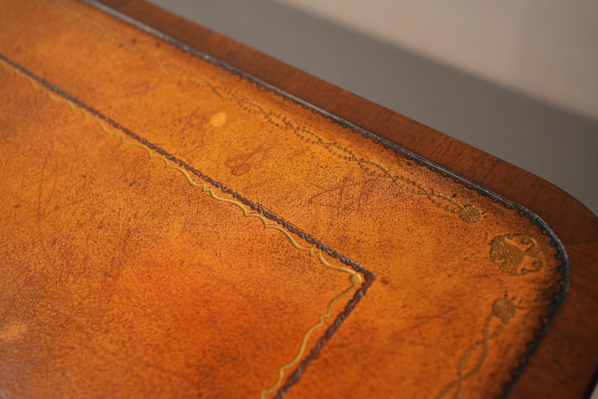 c.1920's Georgian style mahogany and tan leather desk 11