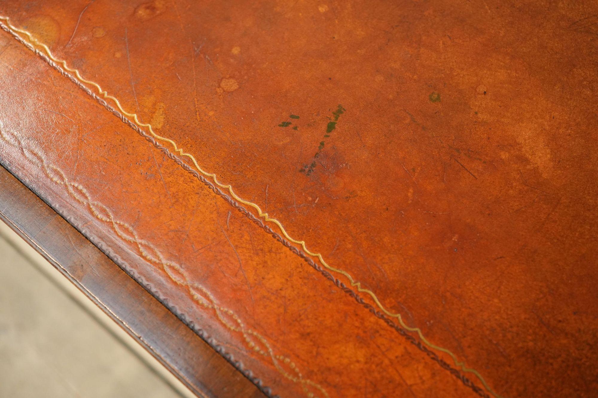 c.1920's Georgian style mahogany and tan leather desk 12