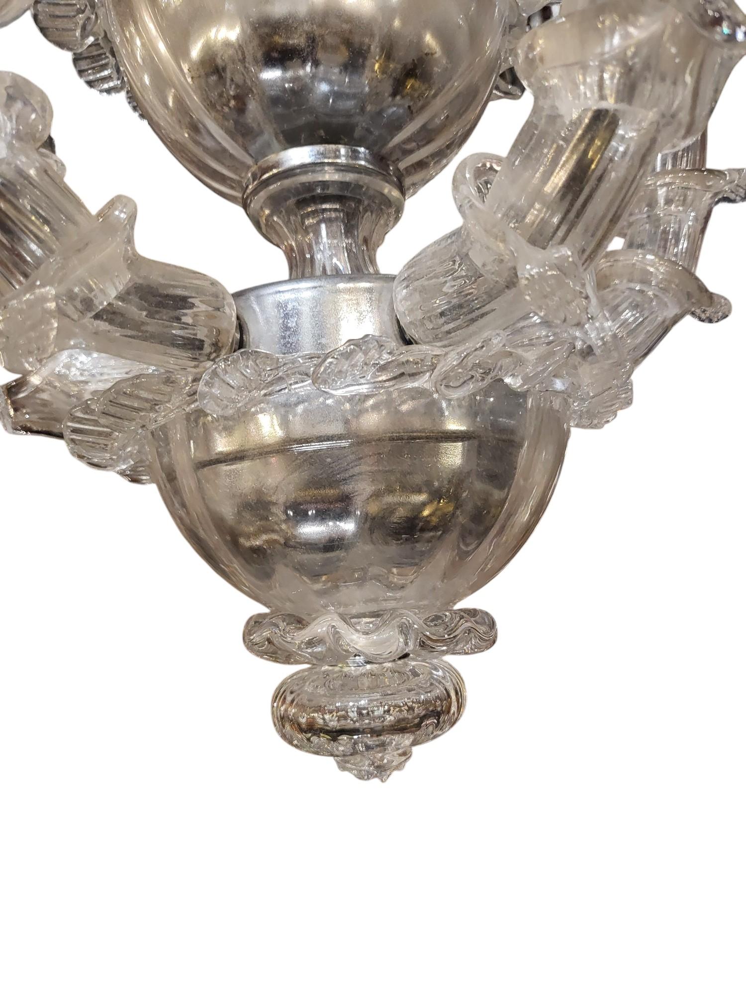 Seltene venezianische Hängelaterne aus den 1920er Jahren, Barovier&Toso zugeschrieben (Art déco) im Angebot
