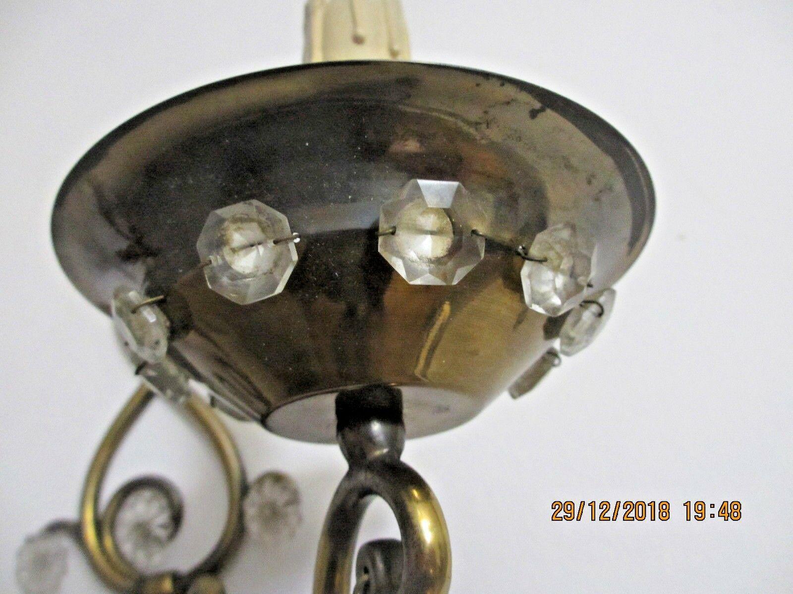 c1925 French Art Deco attrib. Maison Bagues Crystal/ Scrolled Iron Wall Sconces For Sale 5