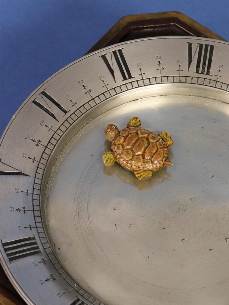 Japanned c.1925 French Mahogany Mystery Turtle Clock For Sale