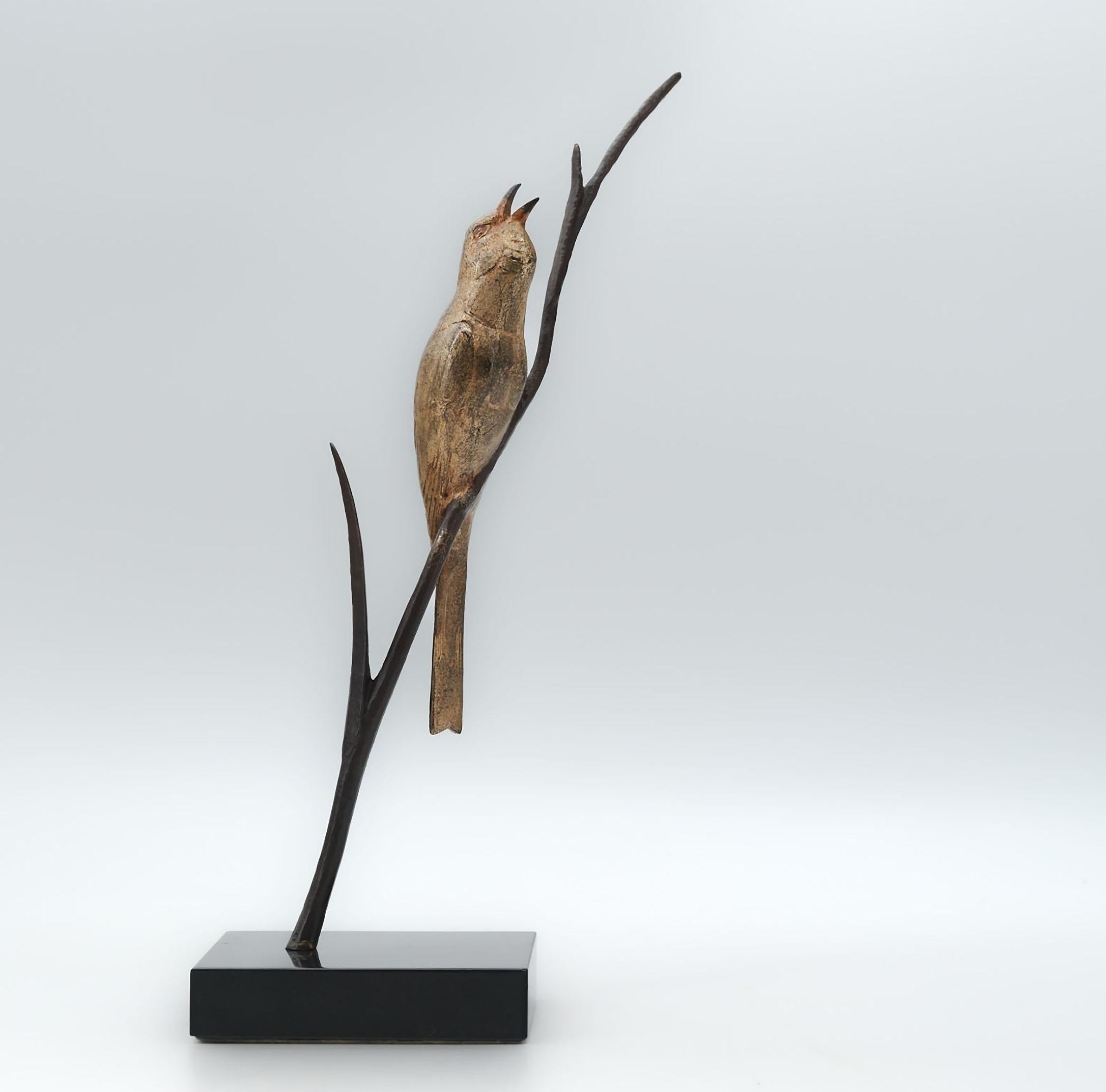C.1930 Andre Vincent Becquerel Bird On A Branch, Signed, Gilt Bronze Marble Base For Sale 8