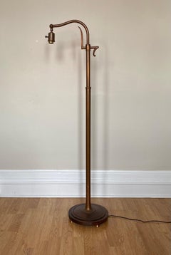c1930 Art Deco / Machine Age Copper and Walnut Floor Lamp by FrankArt (signed)