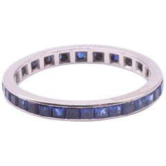 Art Deco Sapphire Platinum Slender Eternity Band, circa 1930