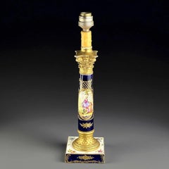 c.1930 - French Sèvres Style Hand-Painted Porcelain Table Lamp