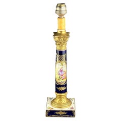 c.1930 - French Sèvres Style Hand-Painted Porcelain Table Lamp