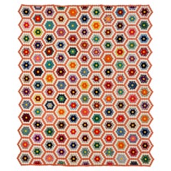 C.1930 Grandmother Flower Garden Hexagon Quilt