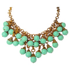 c1930 Gripoix for CocoChanel French Glass IntricateGiltBronze DropChainNecklace