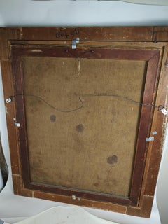 Dipinto originale impressionista Ashcan del 1930 con scena di un caffè, olio su tela