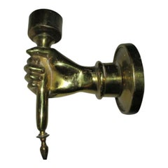 c1930's French Art Deco Gilt Bronze Hand/ Fist Torch Wall Sconce