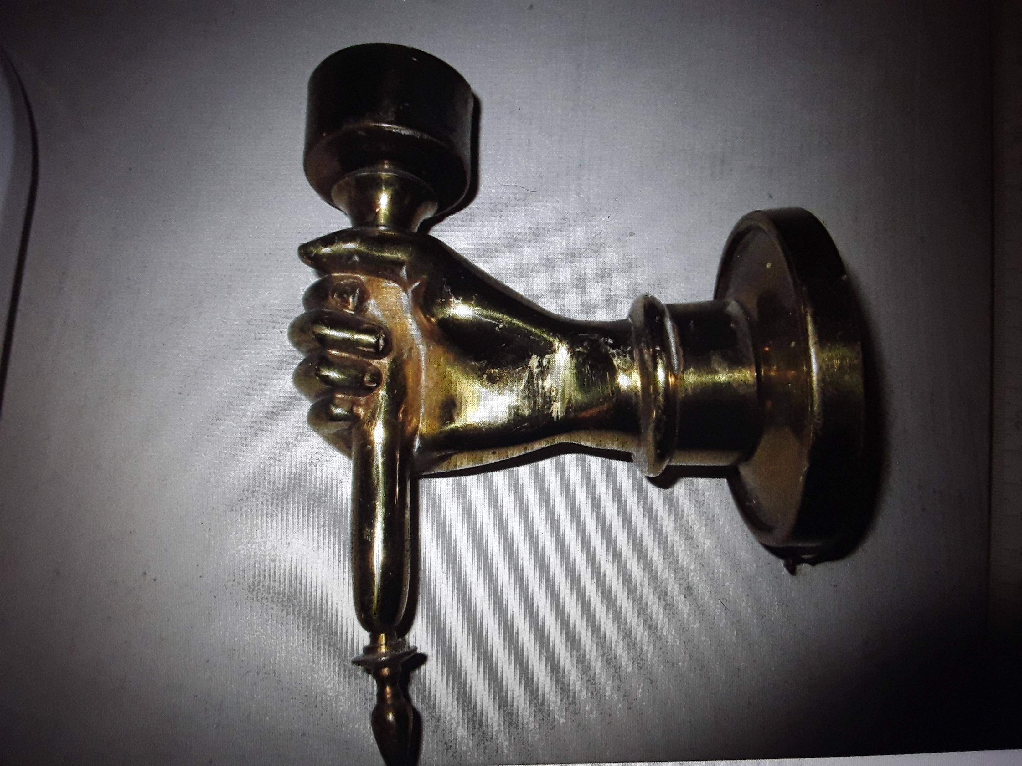 c1930's French Art Deco Gilt Bronze Hand/ Fist Torch Wall Sconce In Good Condition For Sale In Opa Locka, FL