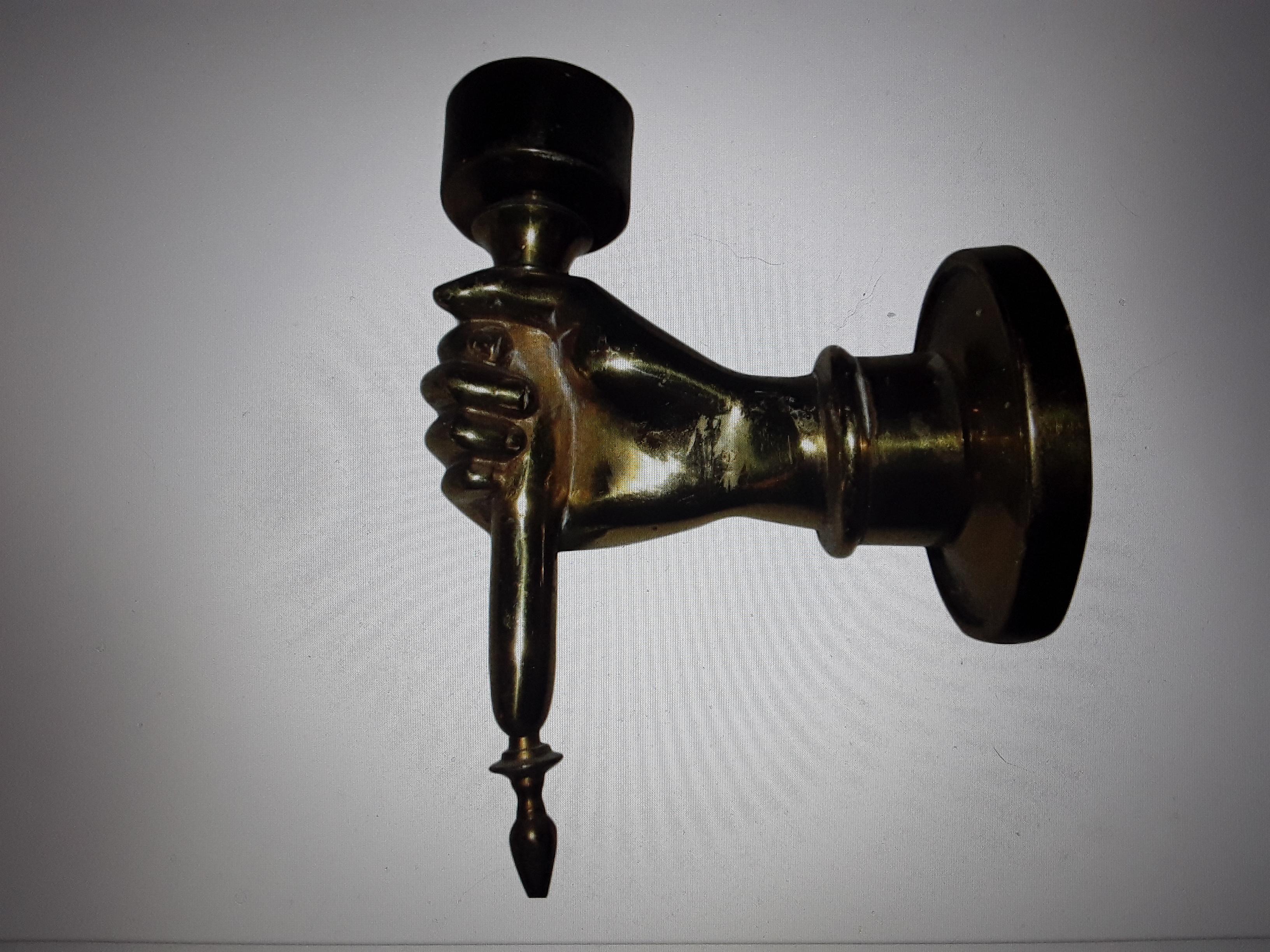 c1930's French Art Deco Gilt Bronze Hand/ Fist Torch Wall Sconce For Sale 4