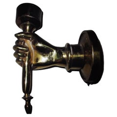 c1930's French Art Deco Gilt Bronze Hand/ Fist Torch Wall Sconce