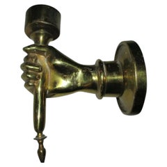 c1930's French Art Deco Gilt Bronze Hand/ Fist Torch Wall Sconce