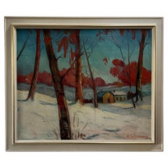c.1940/50s Norwegian Oil Painting "Winter Mood" by A. SCHREINER, Oil on Canvas