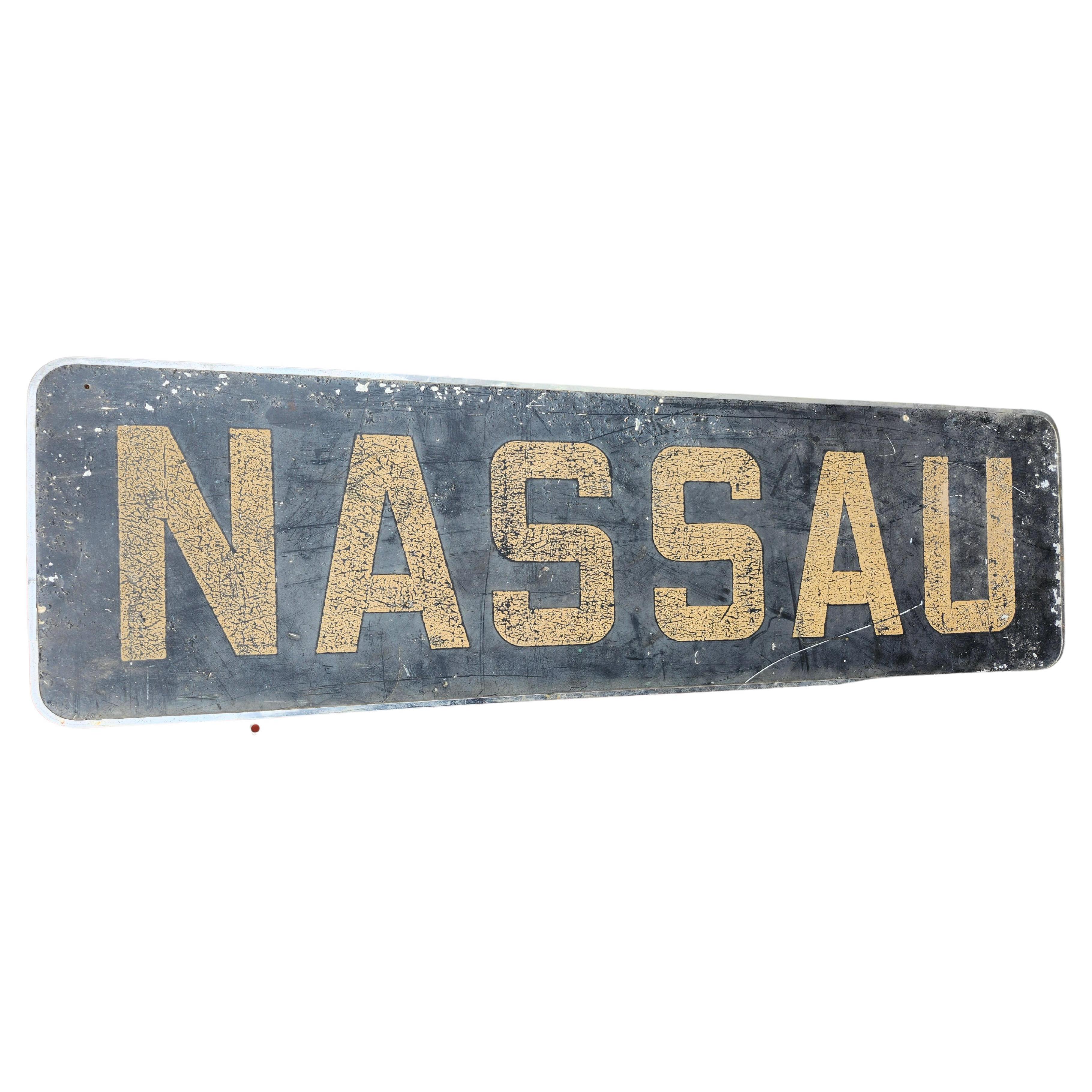 C1940 Enseigne publicitaire "Nassau" Cadre en acier inoxydable