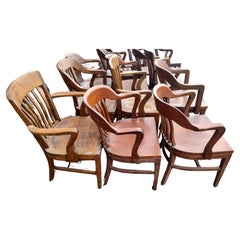 C1940 Fauteuils de salle à manger pour banquiers 3 dossiers carrés  1 dos rond disponible