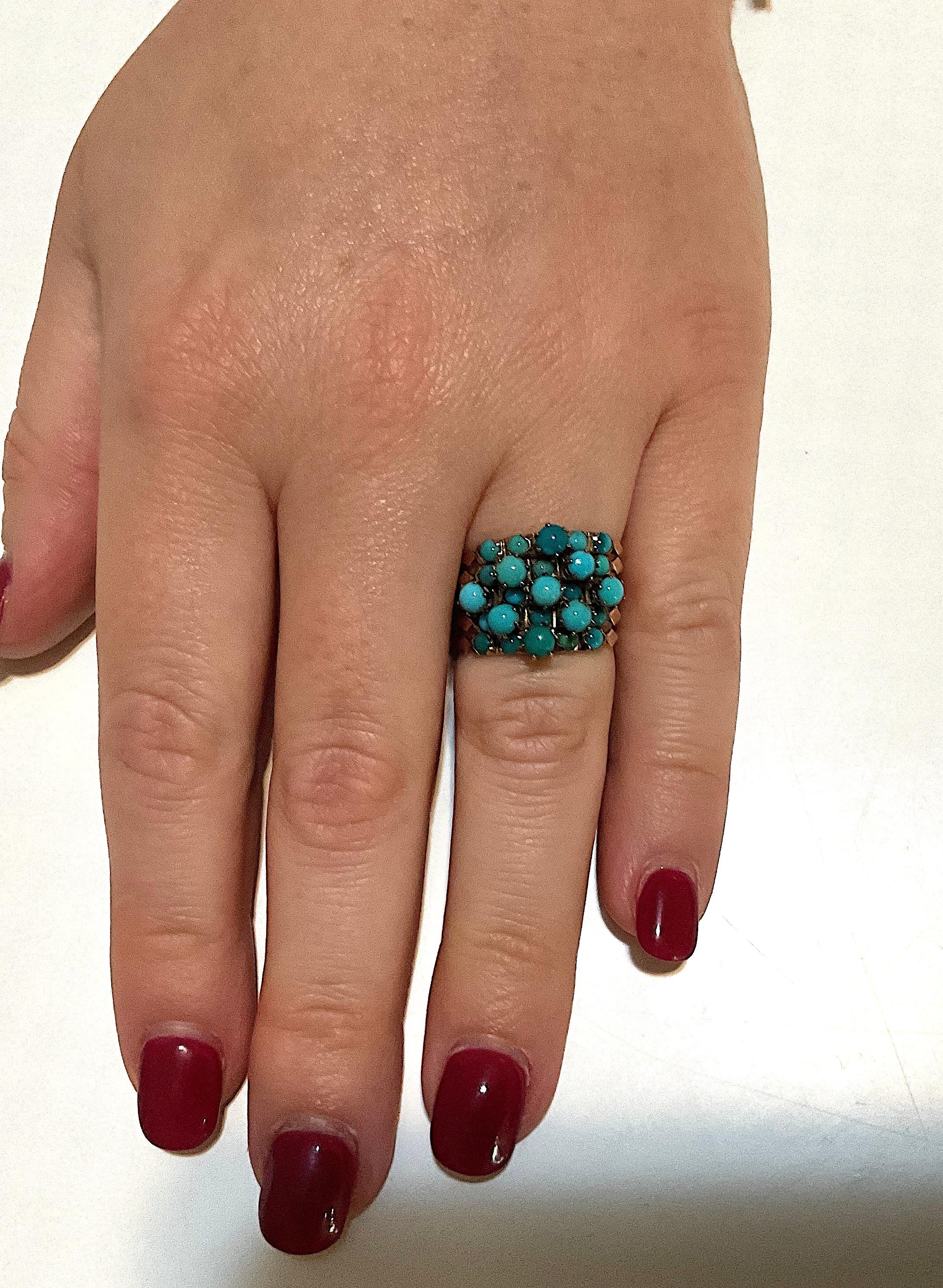 Anello Harem in turchese a cinque anelli C1940 In condizioni buone in vendita a Baltimore, MD