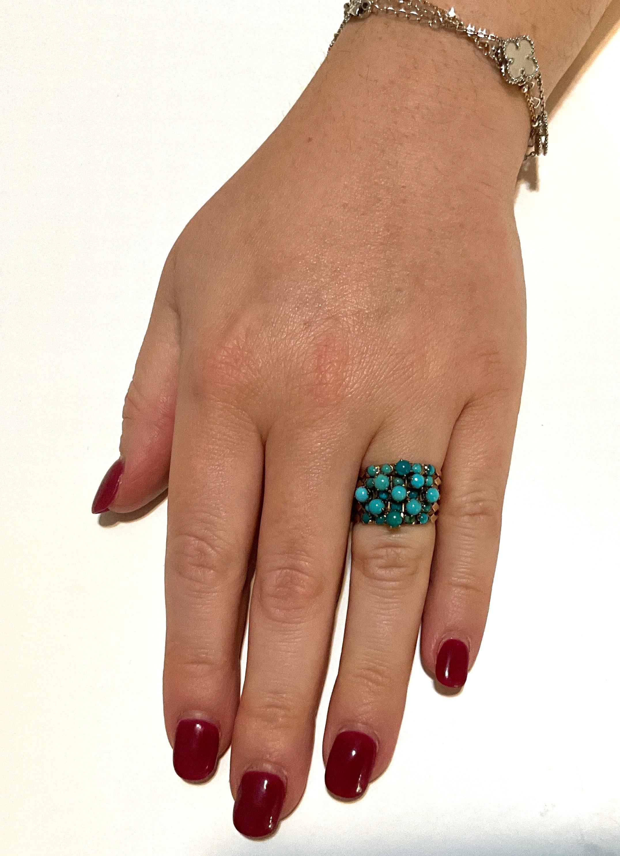 Anello Harem in turchese a cinque anelli C1940 in vendita 3