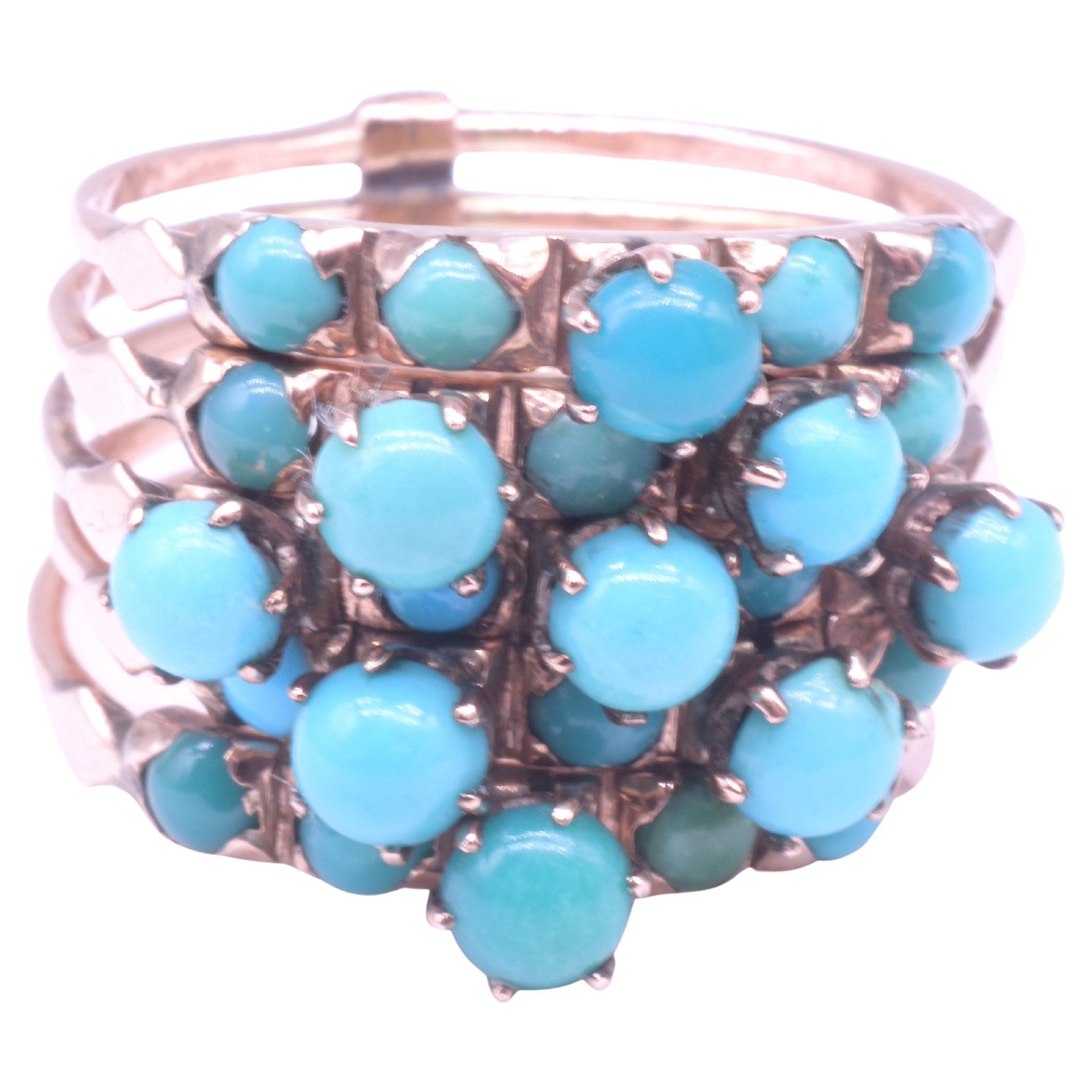 C1940 Five Ring Turquoise Harem Ring