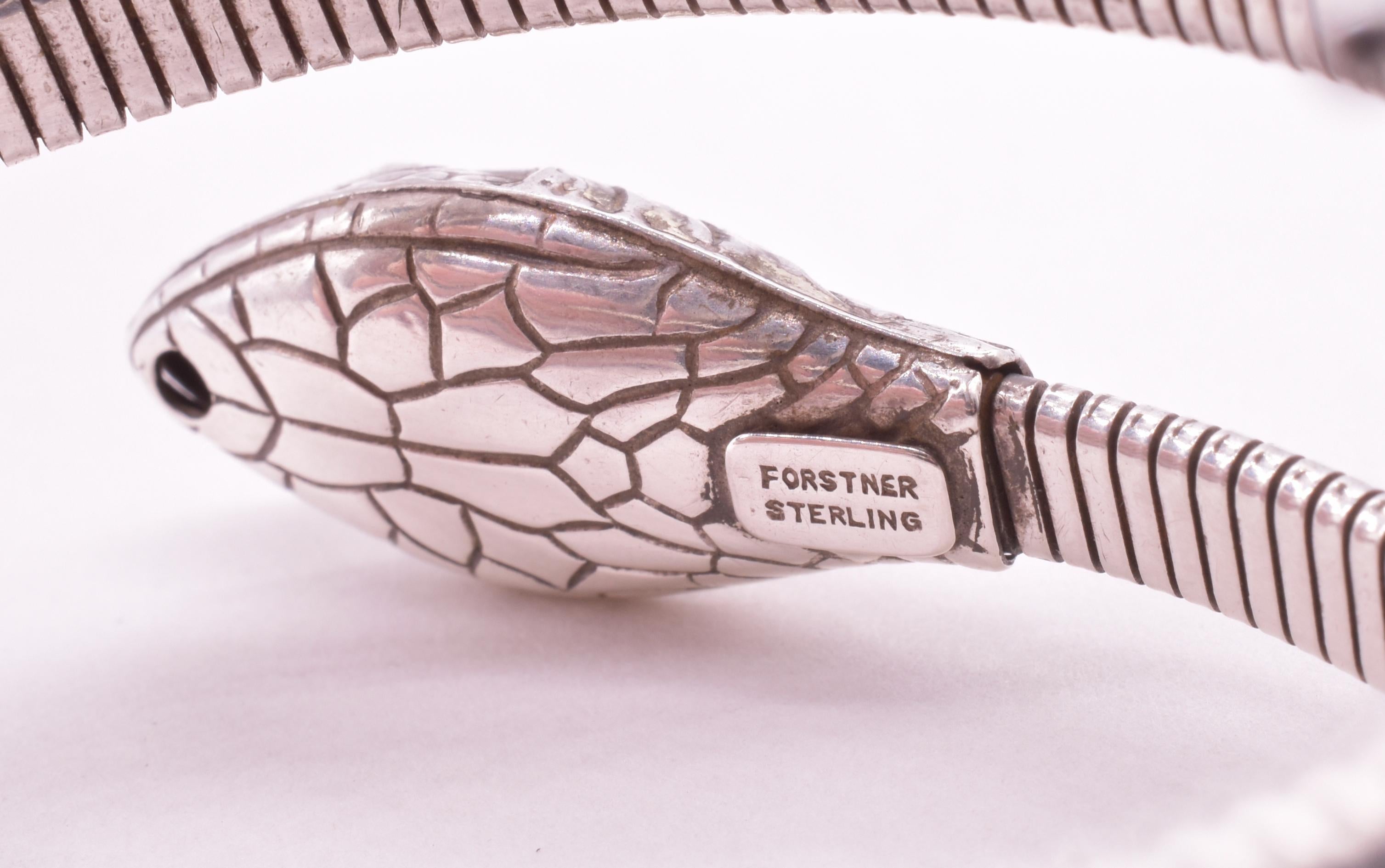 C1940 Forstner Sterling Coiled Snake Bracelet In Excellent Condition In Baltimore, MD