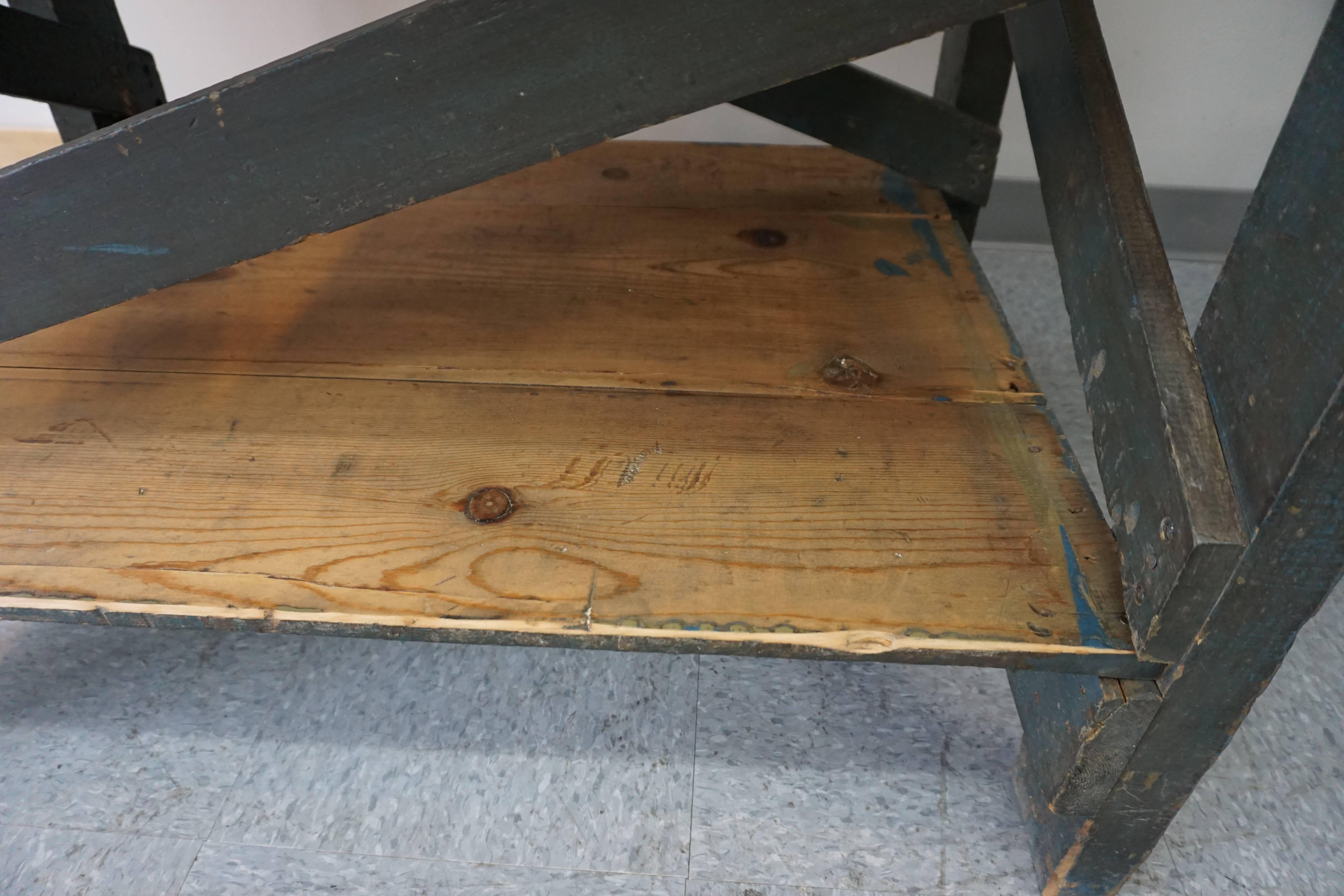 Rhode Island Factory Table with Blue Paint, circa 1940 For Sale 1