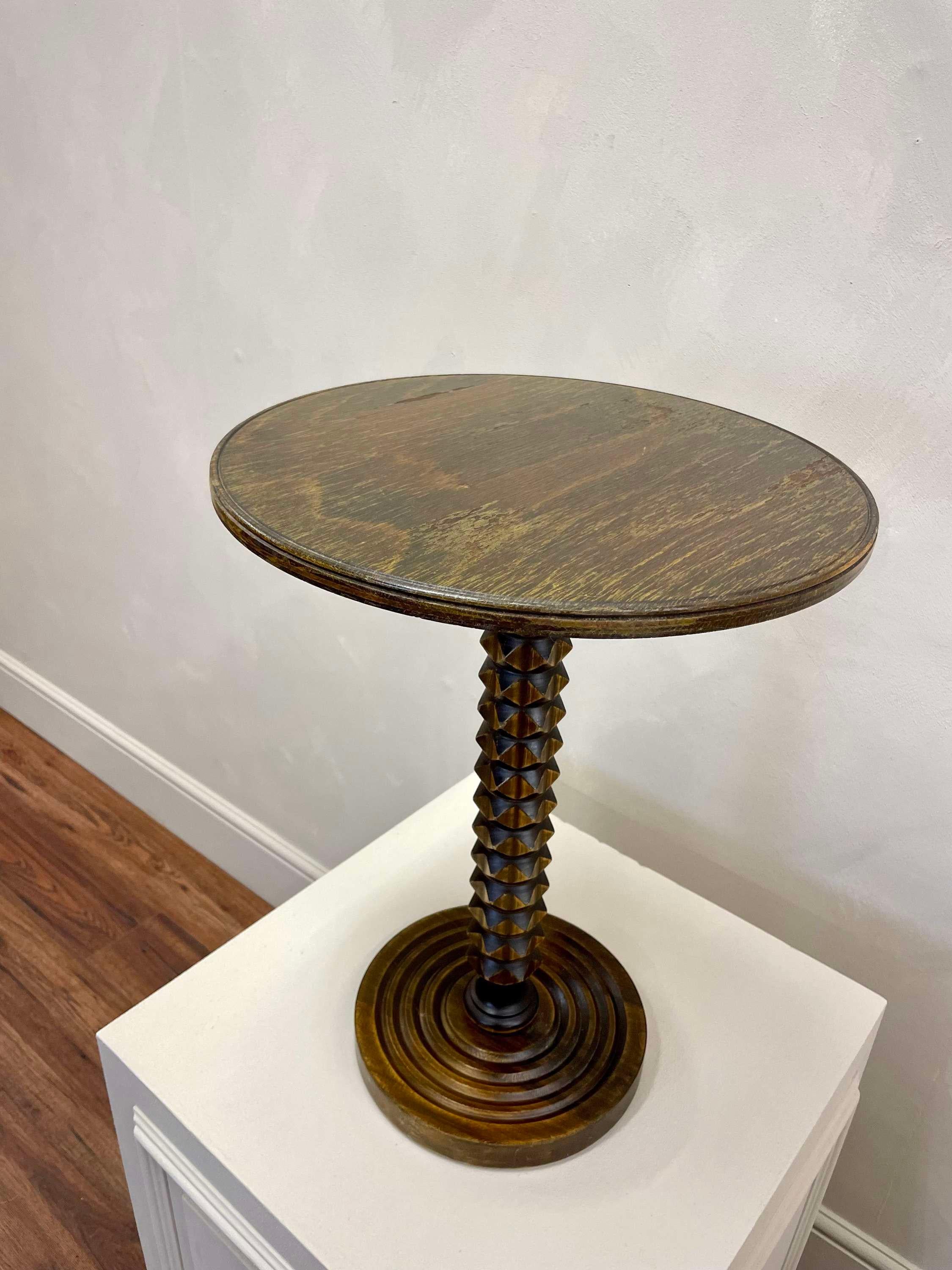 French C1940 Side Table / Pedestal by Charles Dudouyt