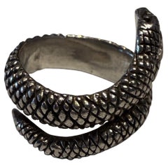 C1940 SILVER SNAKE RING WITH DIAMOND HEAD and scales