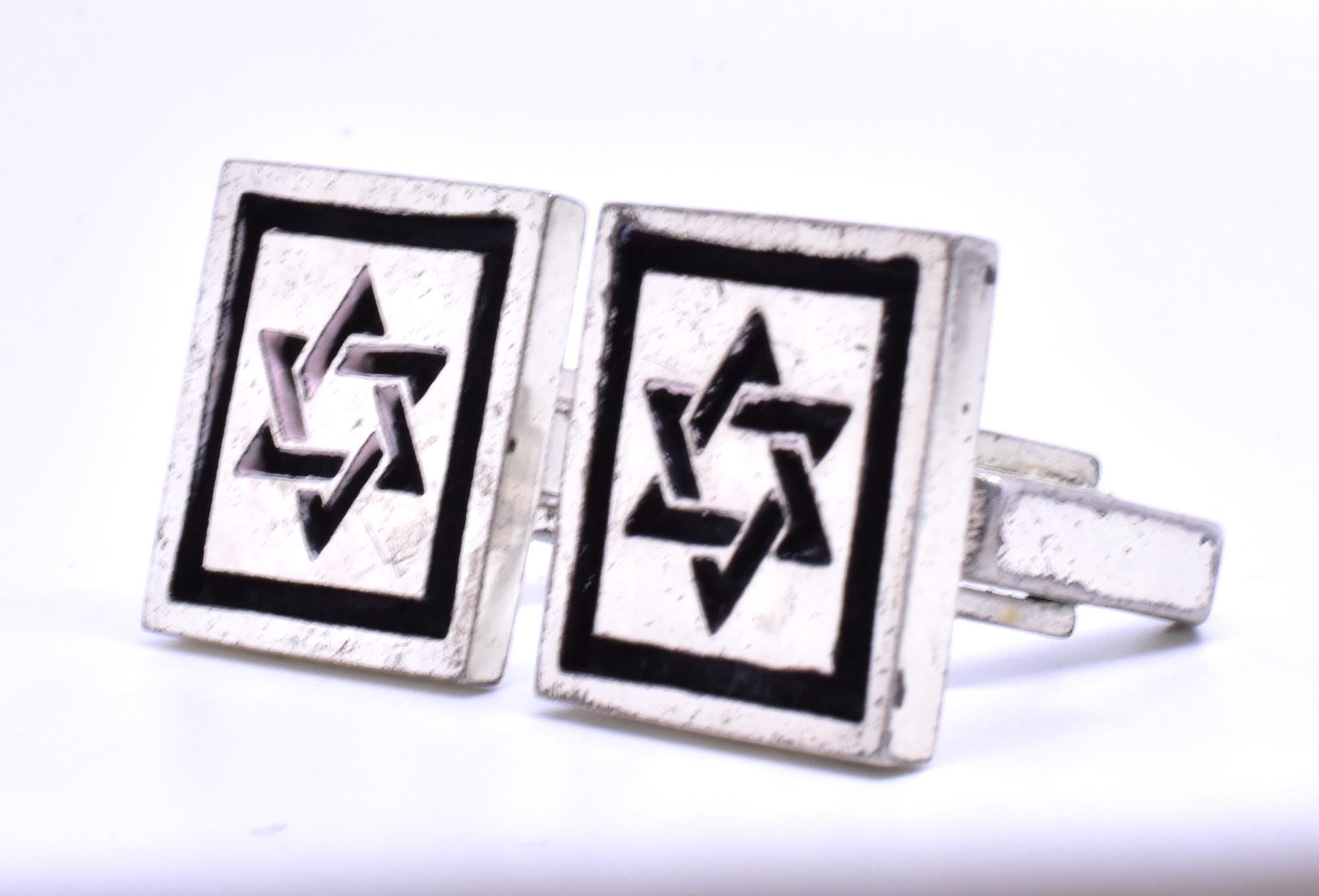 Sterling Fenwick & Sailors Star of David Cufflinks, circa 1940 In Excellent Condition In Baltimore, MD