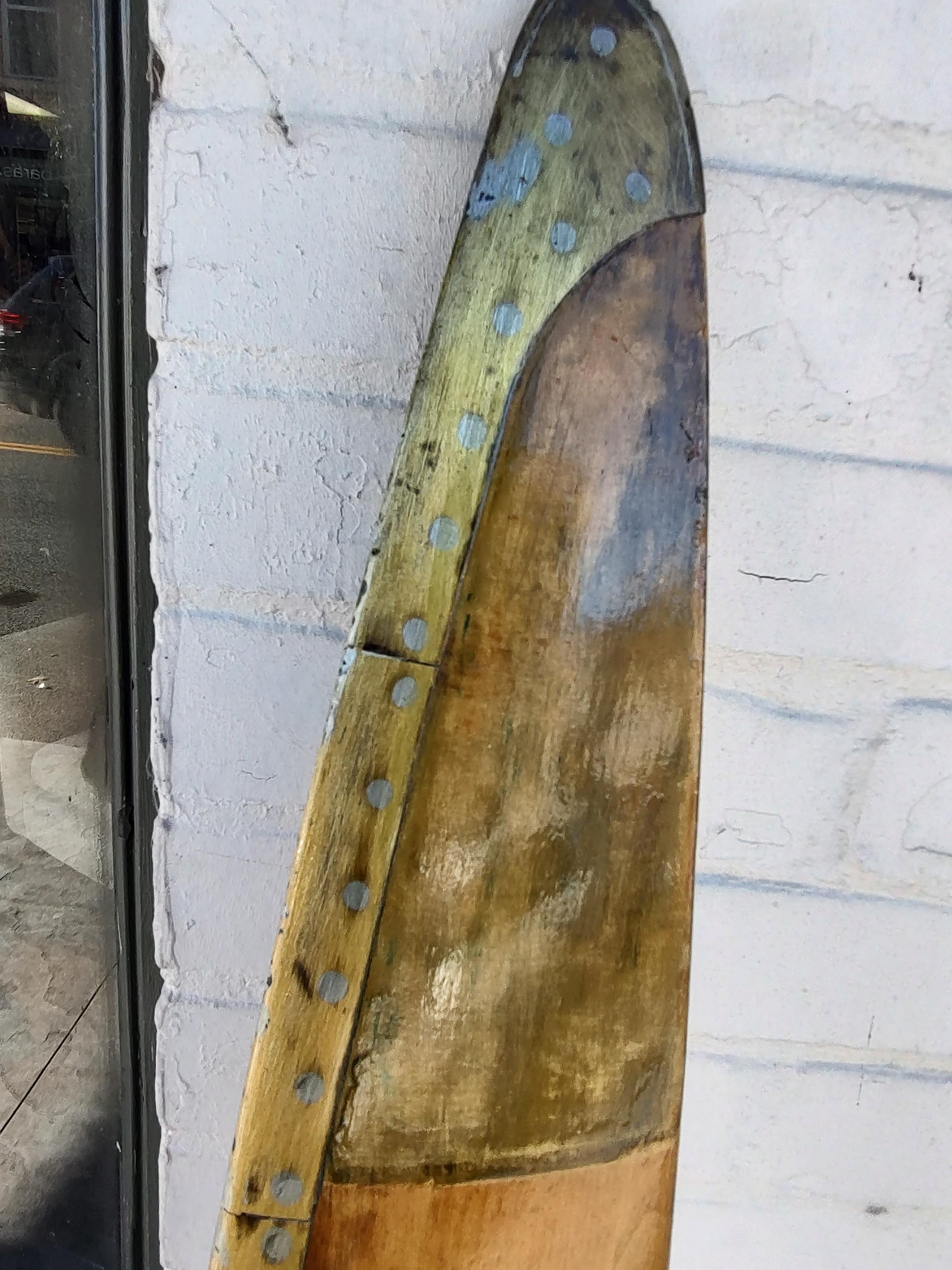 C1940 Wooden Airplane Propeller with Brass Trim 2