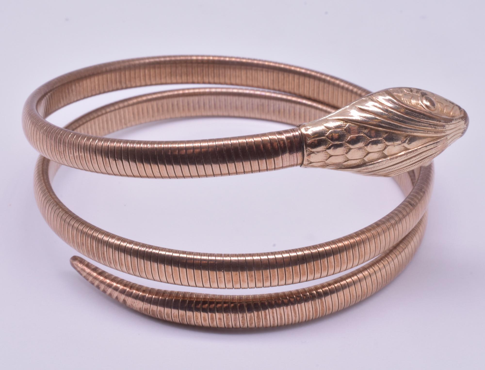 C1940's 12K Gold Filled Forstner Snake Bracelet In Excellent Condition In Baltimore, MD