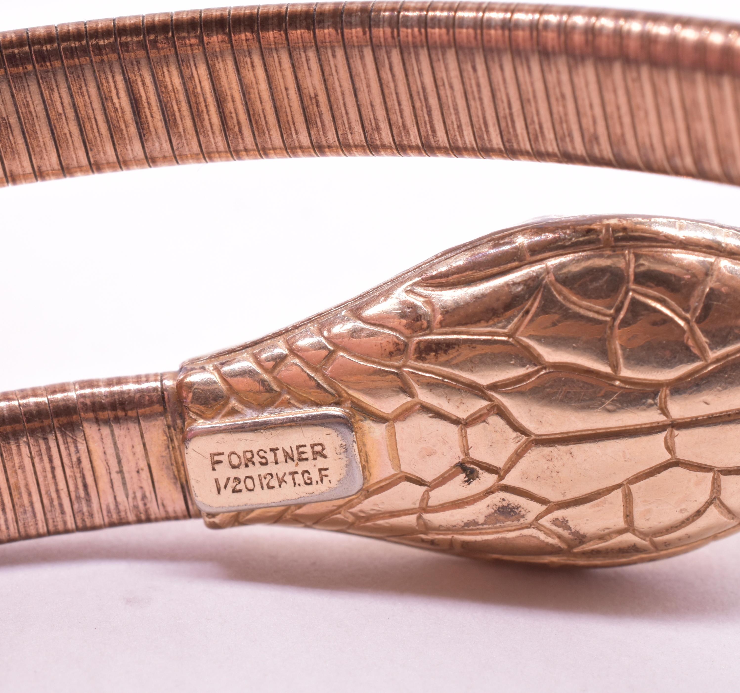 Women's or Men's C1940's 12K Gold Filled Forstner Snake Bracelet