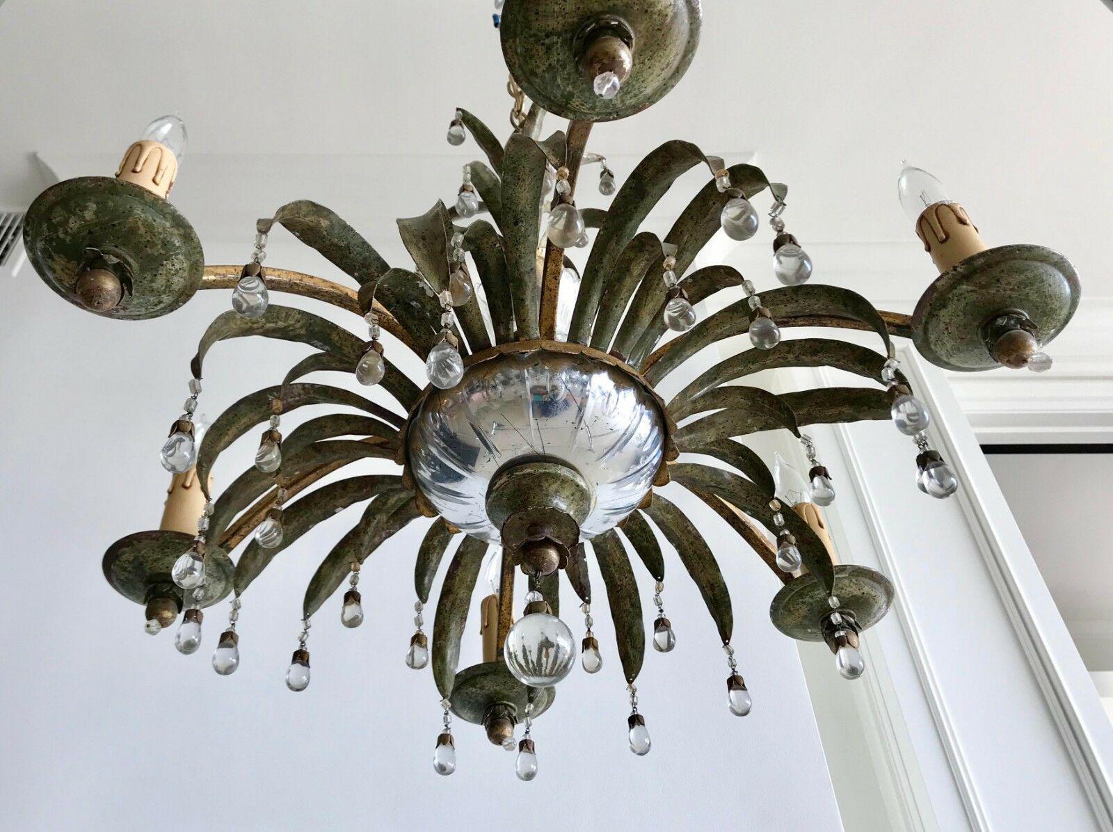 c1940s French Hollywood Regency Maison Bagues "Pineapple Top" Form Chandelier. For Sale