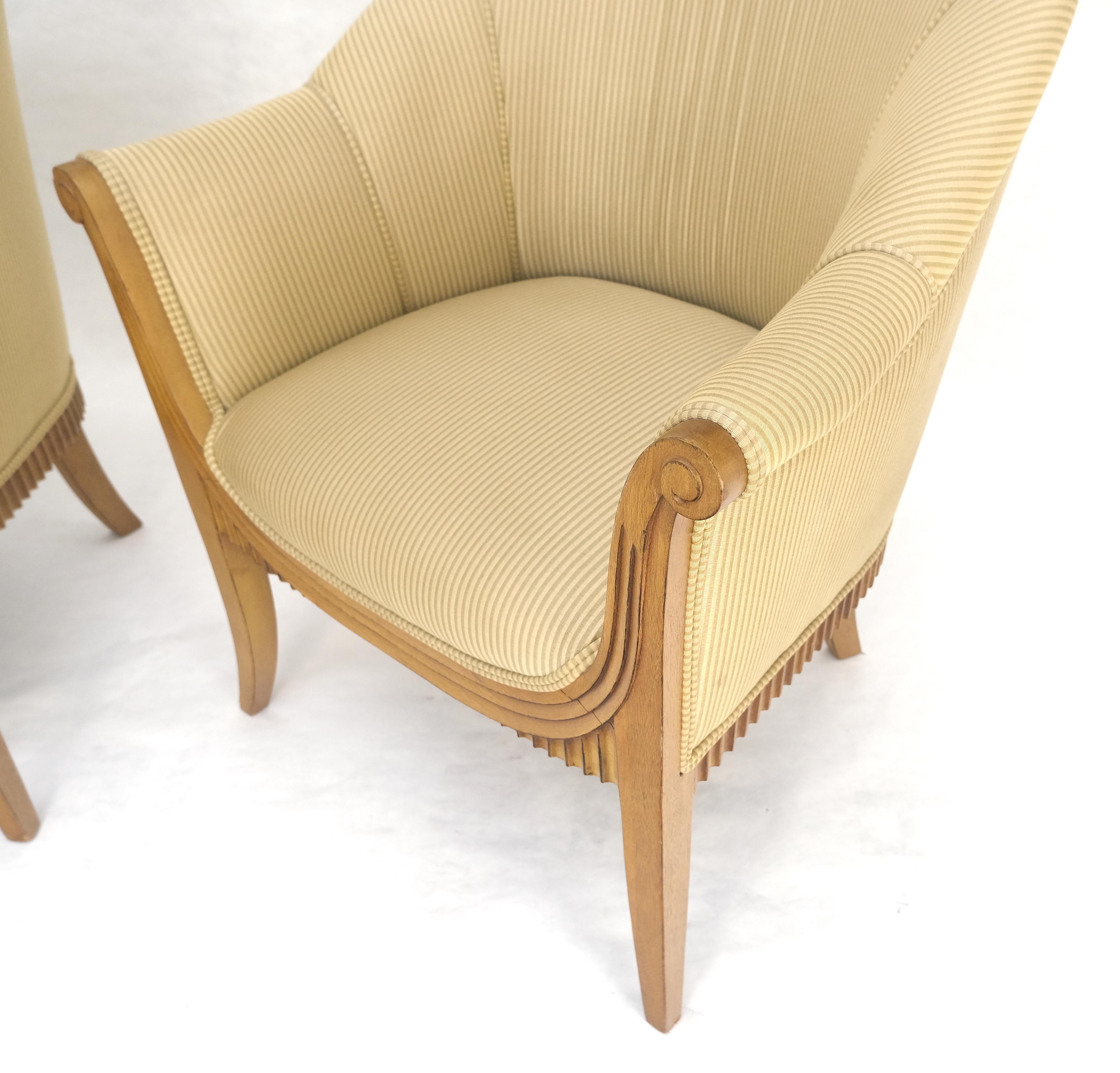 c.1940s Pair Leon Jallot Atr. Carved Scallop Edge Bergere Arm Lounge Chairs MINT For Sale 1