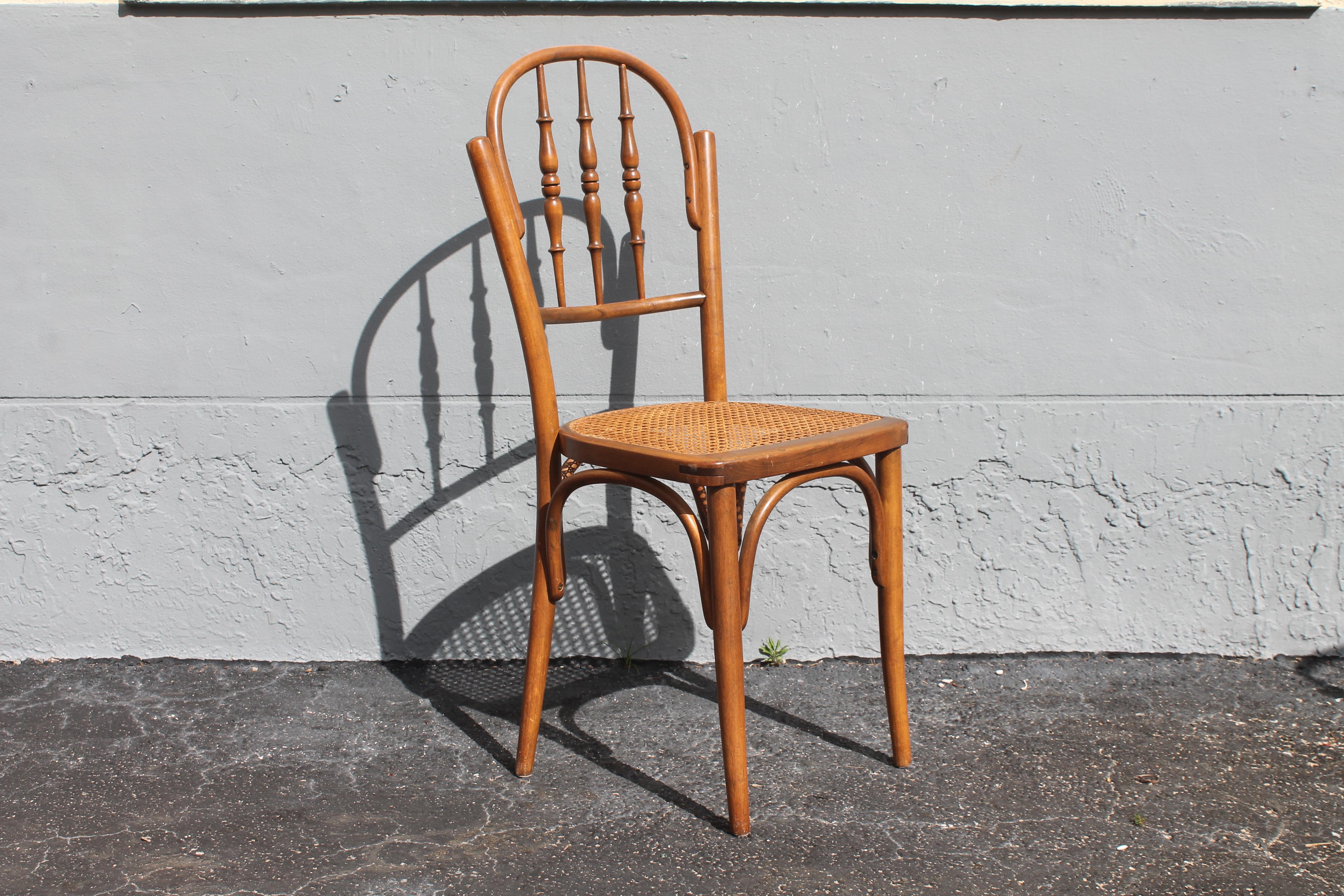 Mid-20th Century c1940's Set of 6 French Country Style Caned Dining Chairs For Sale