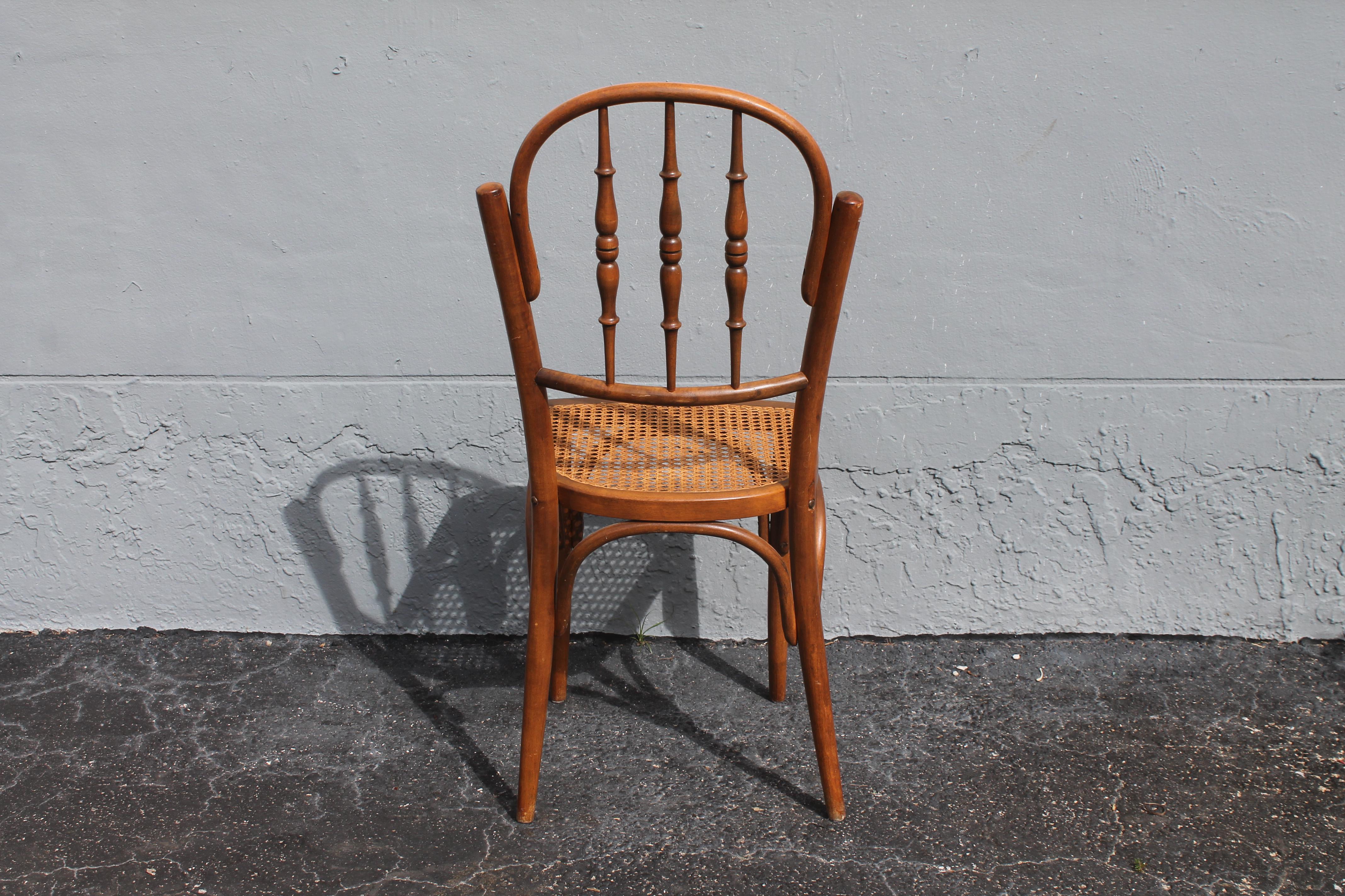 c1940's Set of 6 French Country Style Caned Dining Chairs For Sale 1