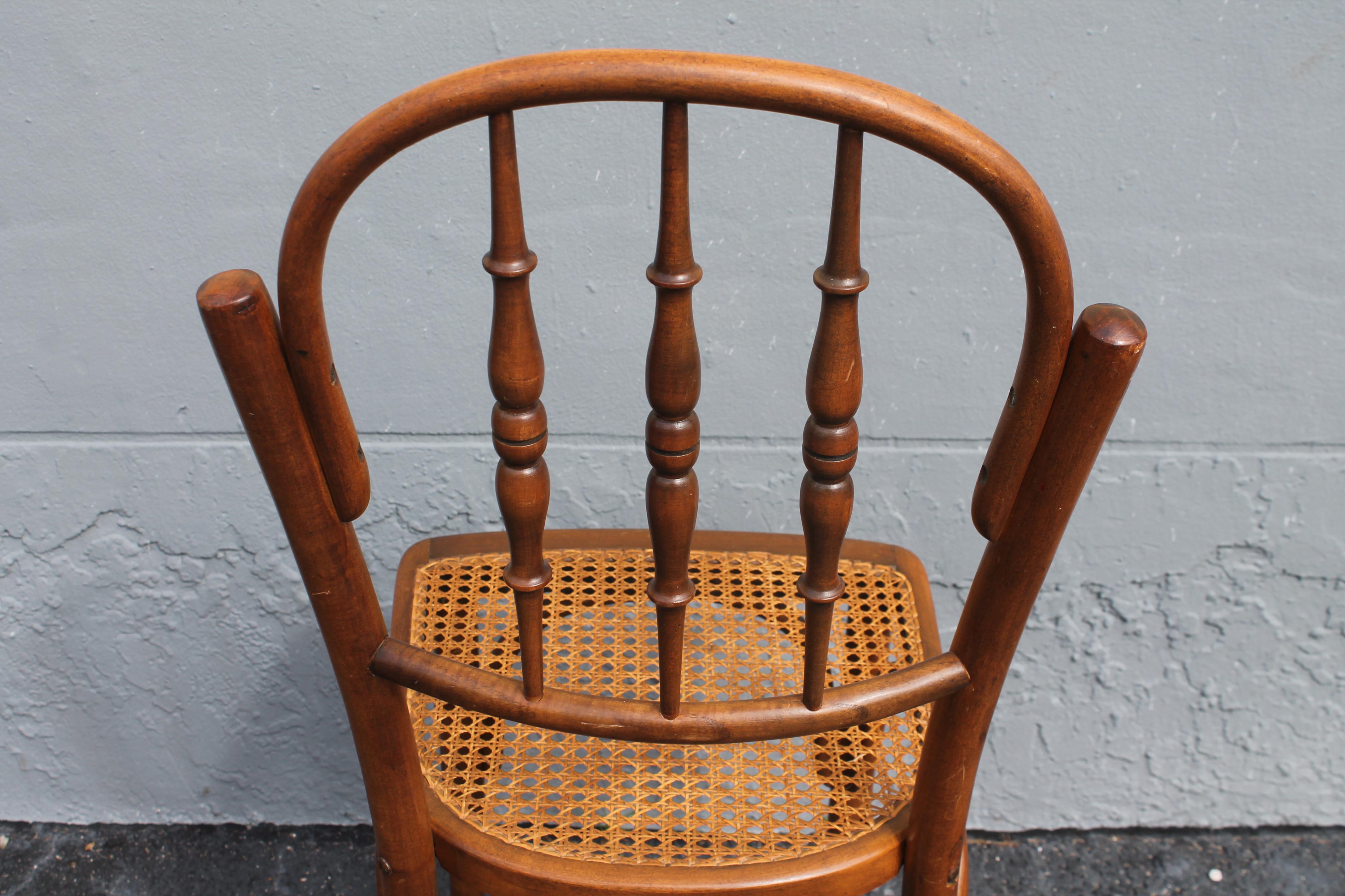c1940's Set of 6 French Country Style Caned Dining Chairs For Sale 2