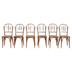 Used c1940's Set of 6 French Country Style Caned Dining Chairs