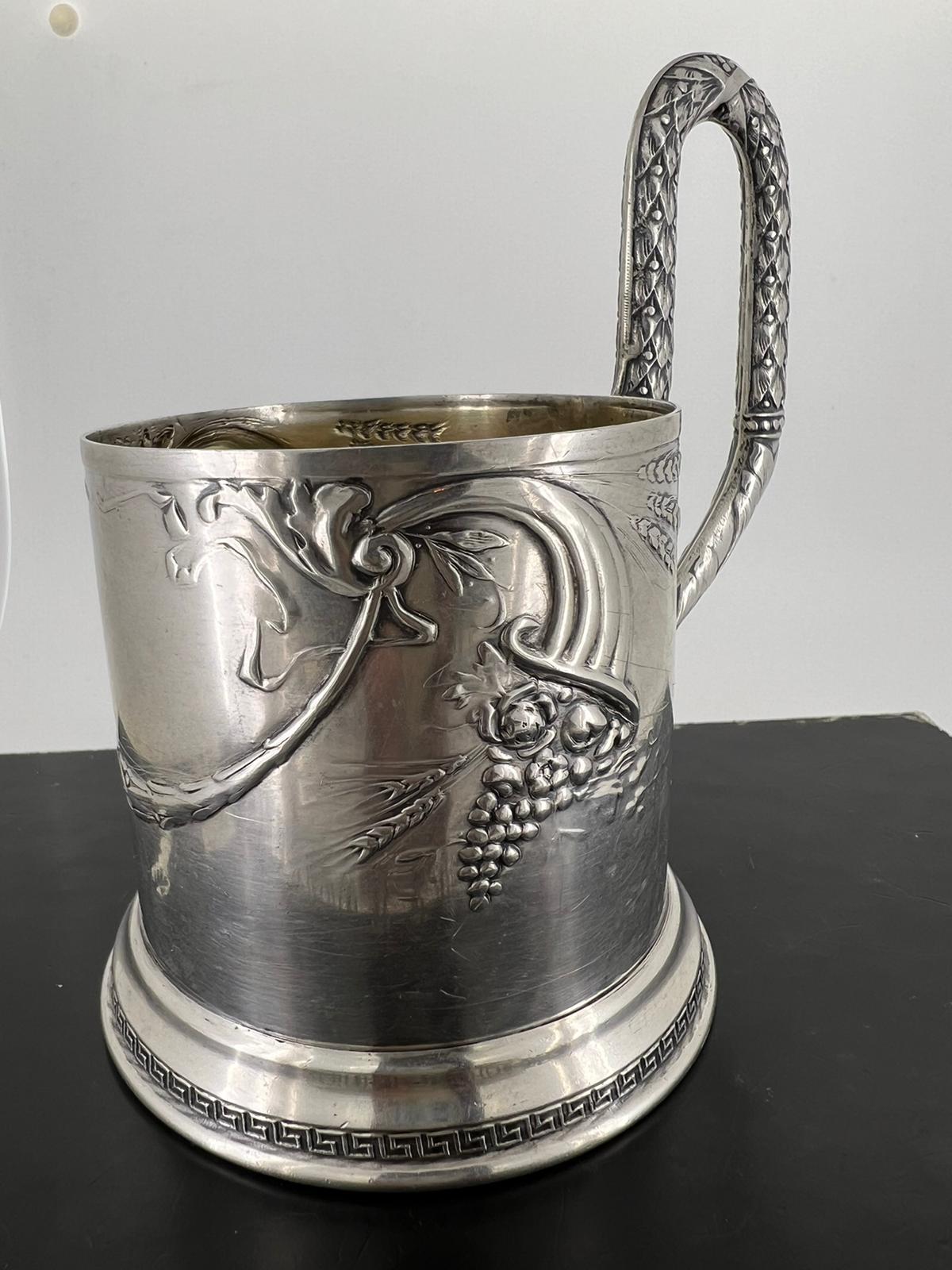 c1940's Soviet 875 Silver Elaborate Glass Holder. Sowjetische Hallmarks. Gewicht 175gr 2