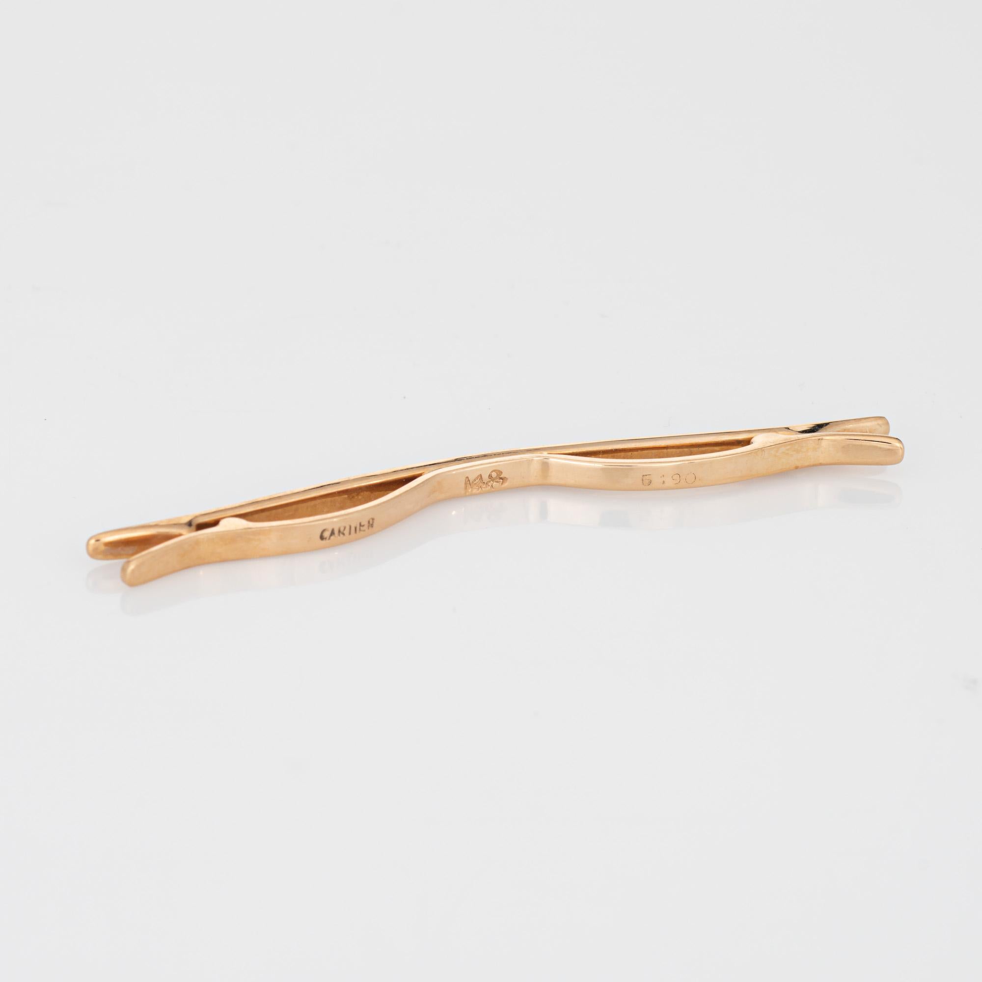 Rétro c1940s Vintage Cartier Tie Bar Clasp 14k Yellow Gold Fine Men's Jewelry in vendita