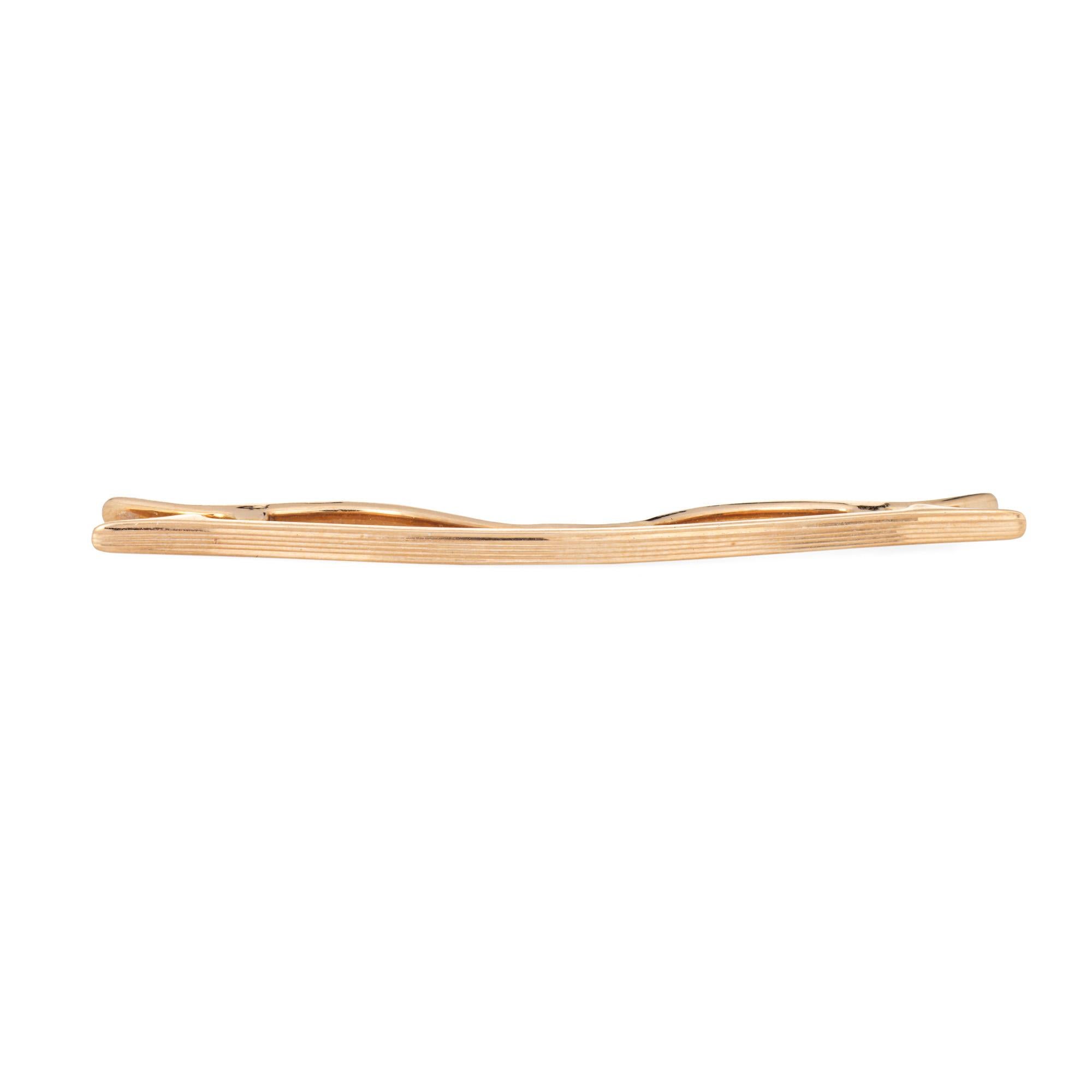 c1940s Vintage Cartier Tie Bar Clasp 14k Yellow Gold Fine Men's Jewelry In condizioni buone in vendita a Torrance, CA