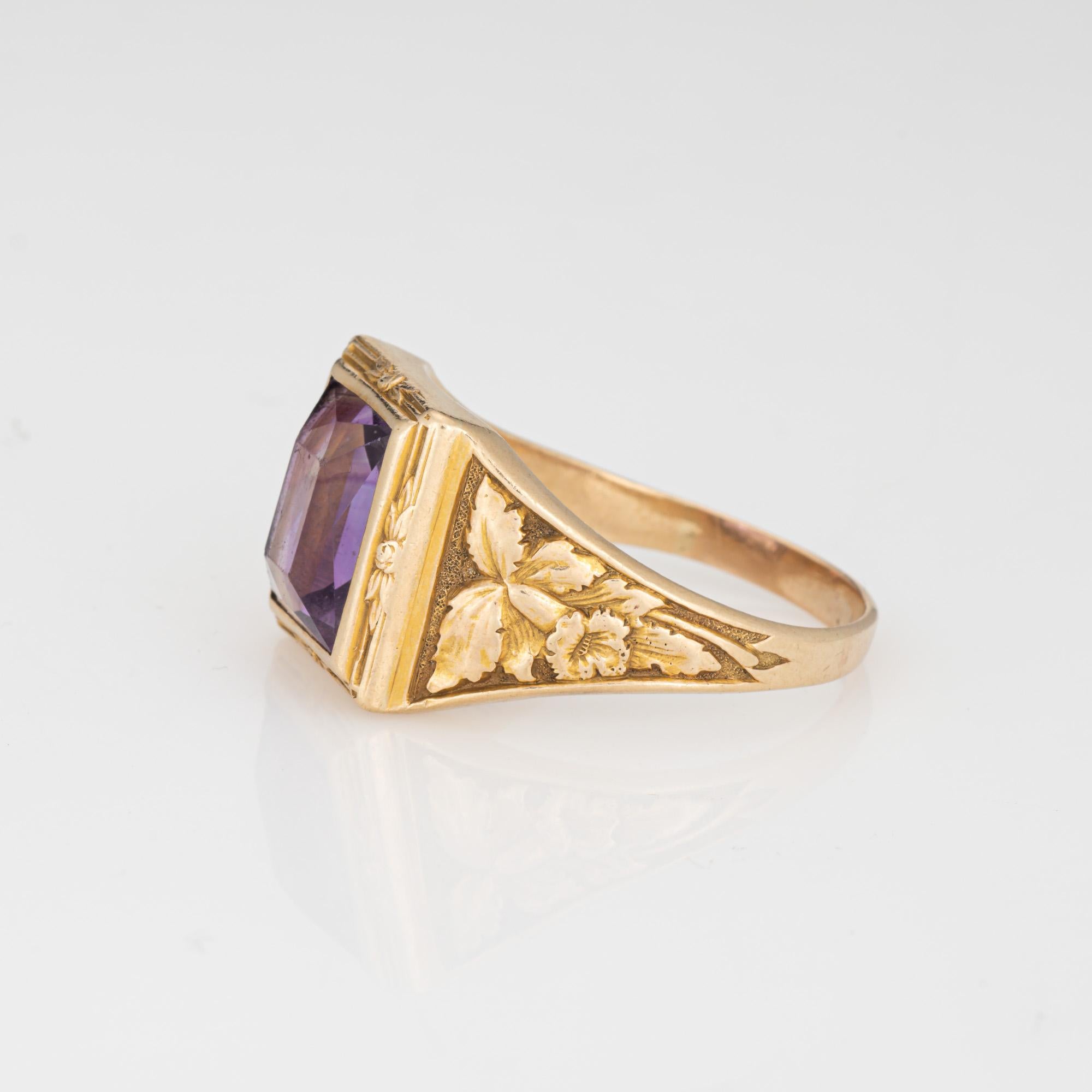 Square Cut c1943 Bailey Banks Biddle Amethyst Ring Men's Sz 12 Vintage Fine Jewelry