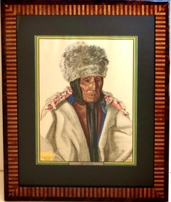 1943 circa "Many Mules" - Litografia promozionale raffigurante un uomo della tribù dei Blackfeet, opera di Winold Reiss (1886-1953)