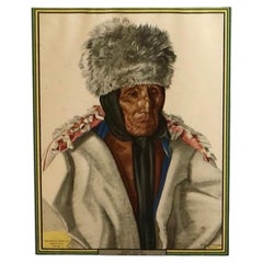 1943 circa "Many Mules" - Litografia promozionale raffigurante un uomo della tribù dei Blackfeet, opera di Winold Reiss (1886-1953)