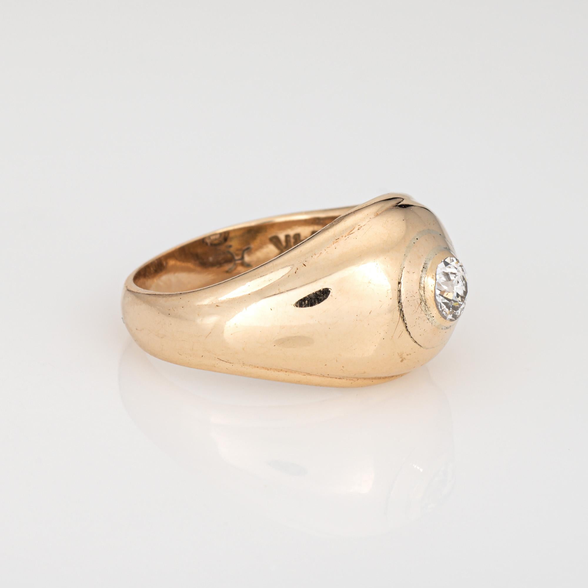 Moderno c1944 Anello con diamante d'epoca Sz 6.5 Fascia in oro giallo 14k Gioielli di pregio in vendita