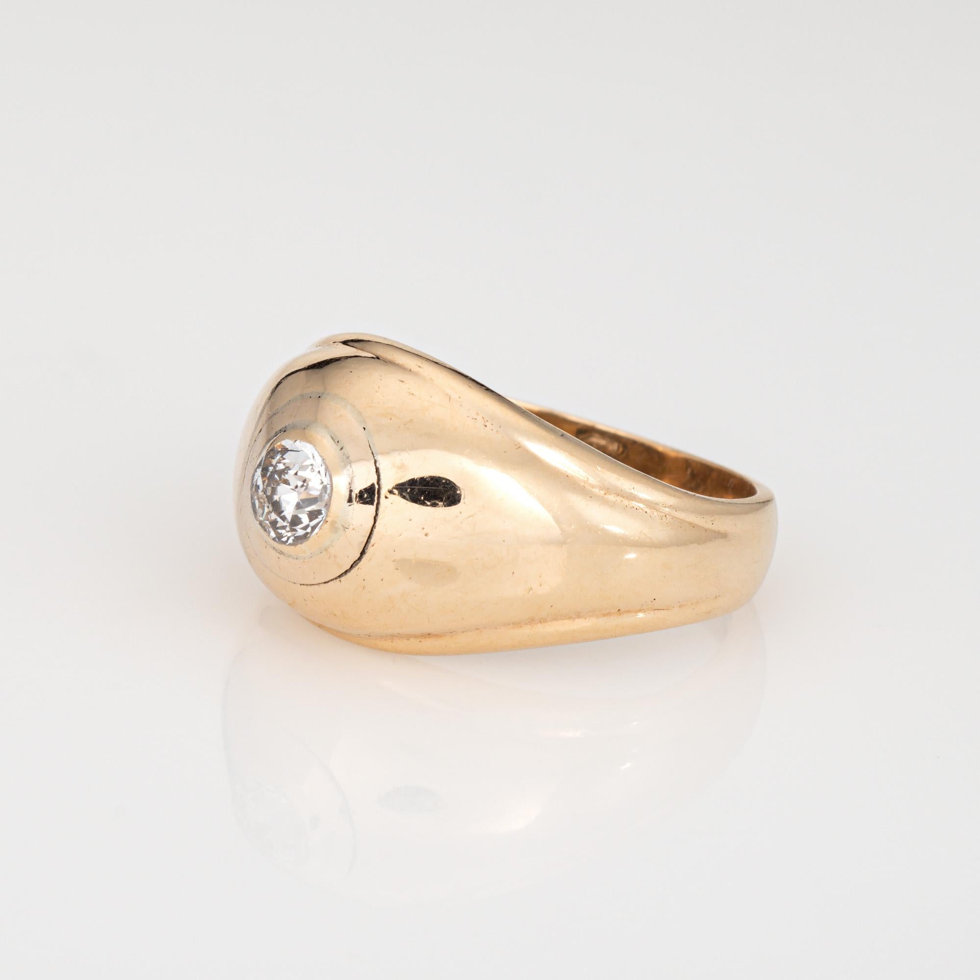 Taglio vecchia miniera c1944 Anello con diamante d'epoca Sz 6.5 Fascia in oro giallo 14k Gioielli di pregio in vendita