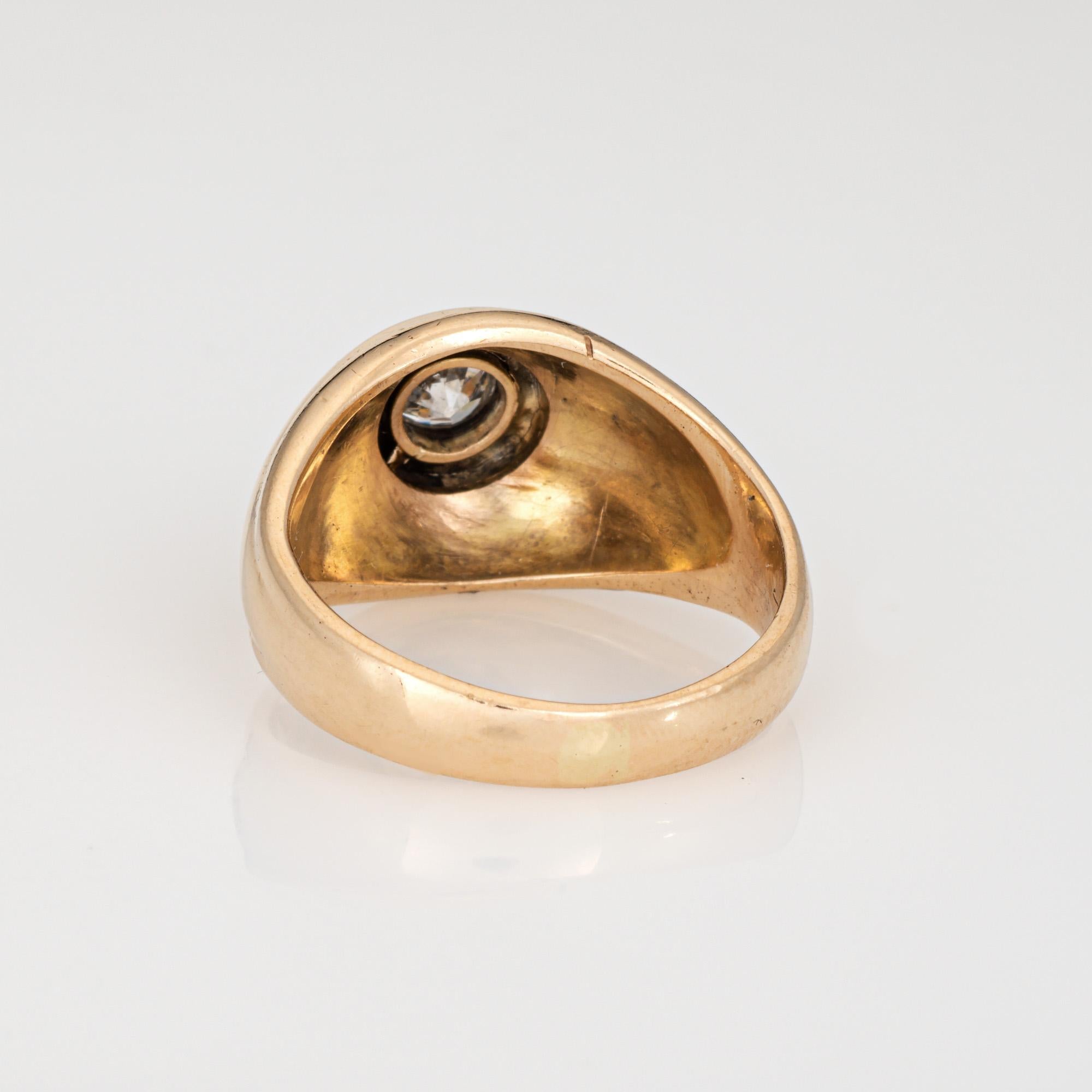 c1944 Anello con diamante d'epoca Sz 6.5 Fascia in oro giallo 14k Gioielli di pregio In condizioni buone in vendita a Torrance, CA