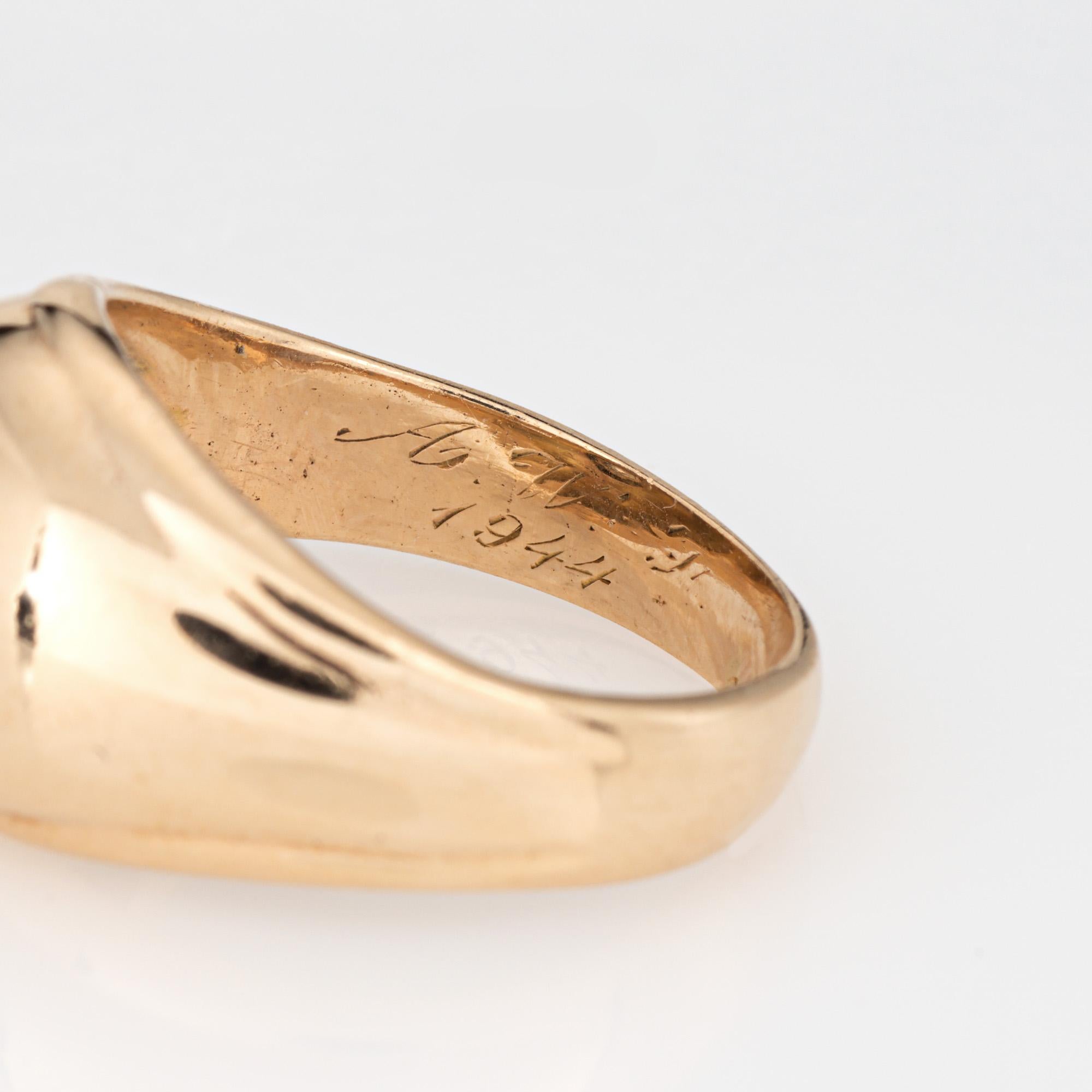 c1944 Anello con diamante d'epoca Sz 6.5 Fascia in oro giallo 14k Gioielli di pregio in vendita 1