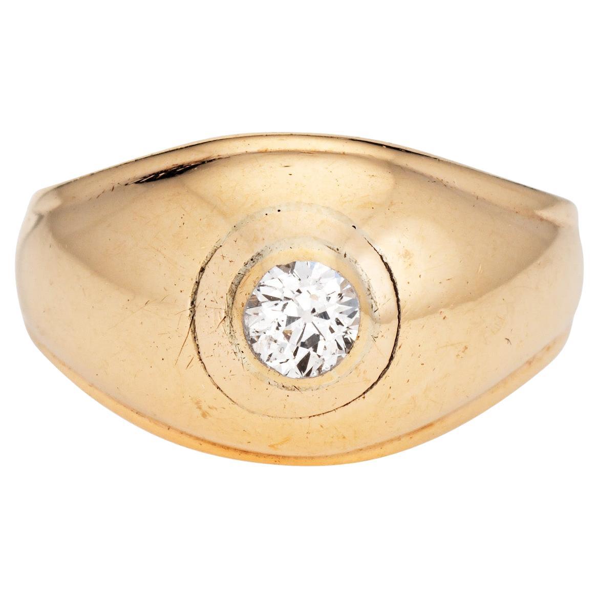 c1944 Vintage Diamond Signet Ring Sz 6,5 Band 14k Gelbgold Feiner Schmuck