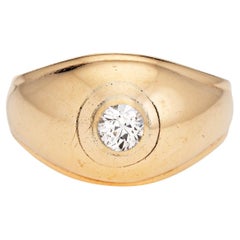 c1944 Vintage Diamond Signet Ring Sz 6,5 Band 14k Gelbgold Feiner Schmuck